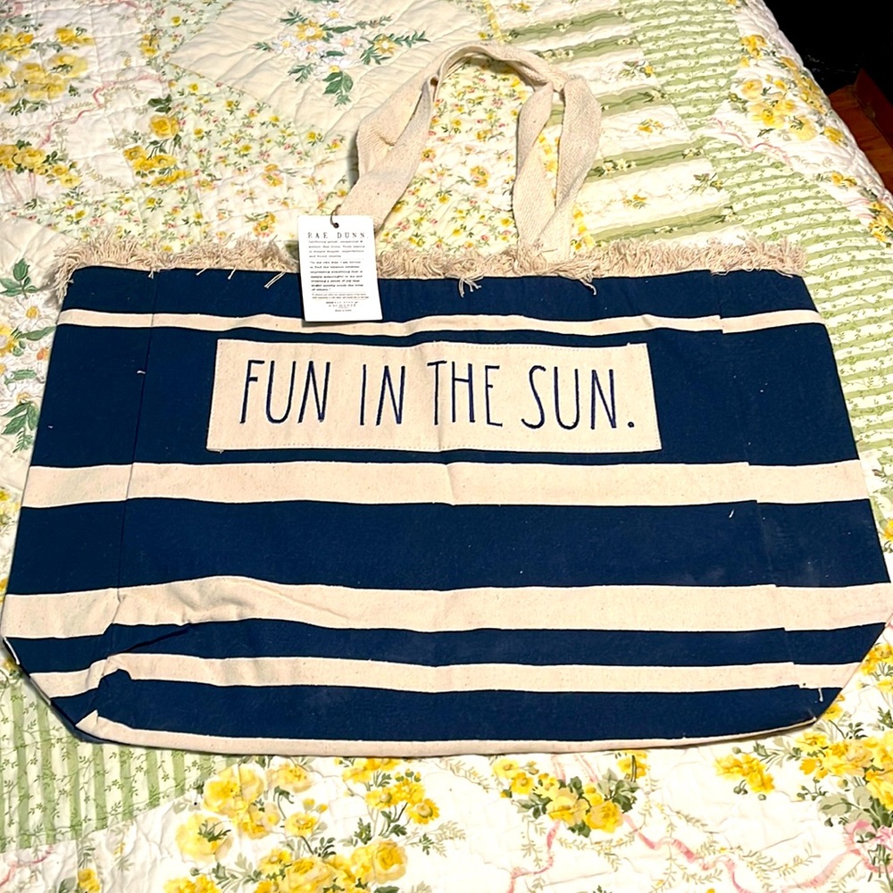 Rae Dunn canvas beach bag